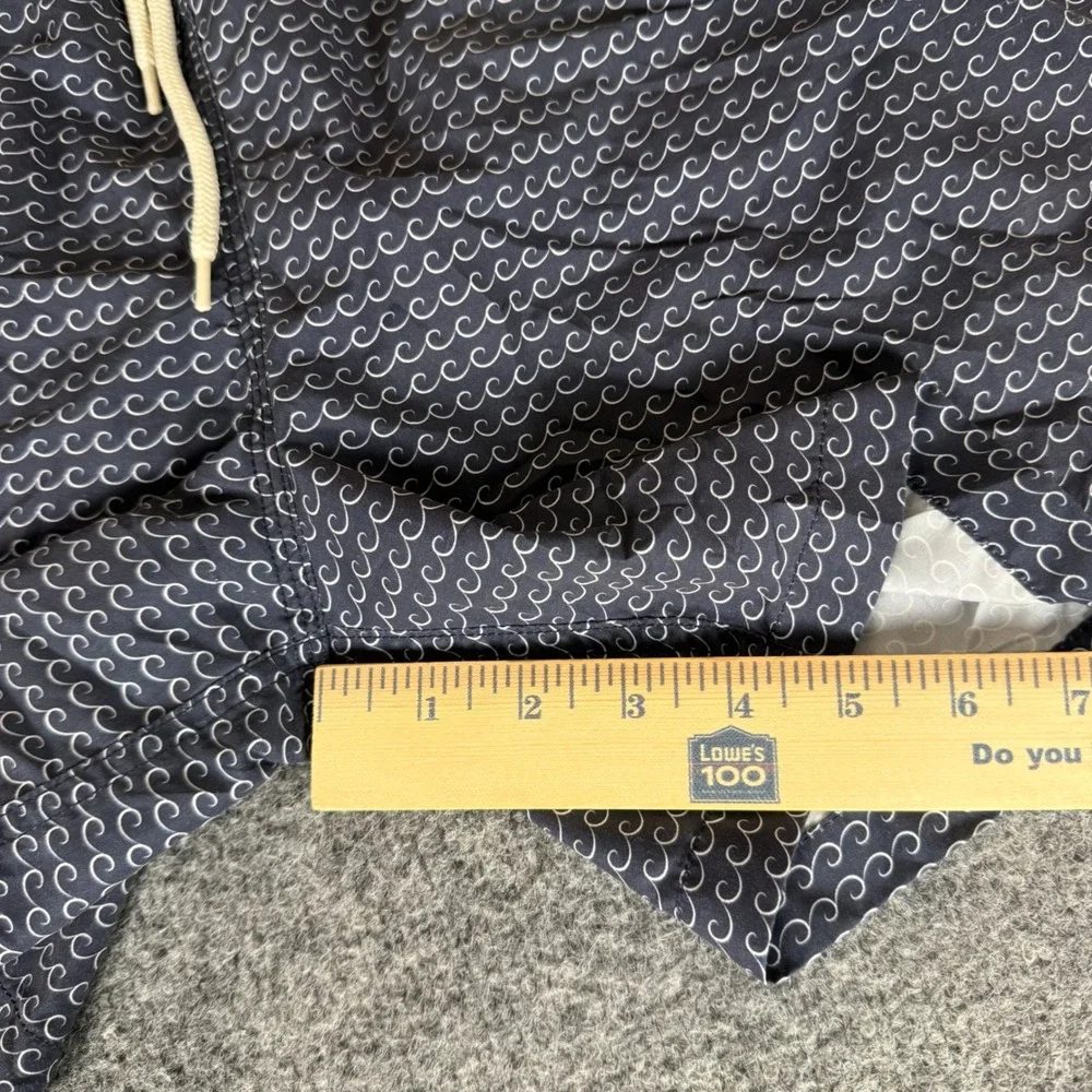 Barbour Mens Small Navy Blue Wave Print Swim Trunks Shorts Mesh Lined Beach